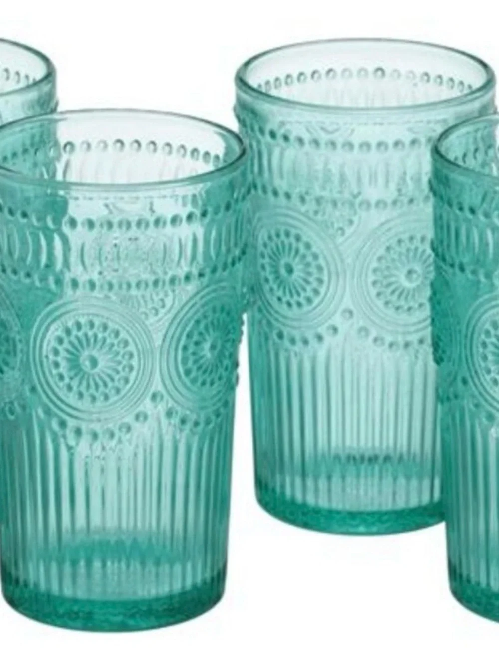The Pioneer Woman Turquoise Embossed Glass Tumblers - Set of 4  Adeline 16 oz